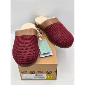 Revitalign Snowdrop Slippers Women 7D Cranberry Red Knit Mules - New